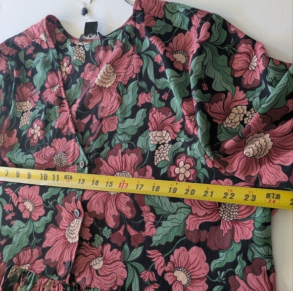 ASOS Monki Torborg Floral Garden Mini Oversized Dress Fit M-XL Bohemian EUC - Picture 12 of 16